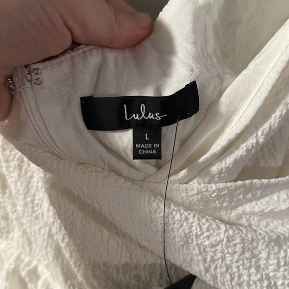 Lulus Little Bit In Love White Surplice Puff Sleeve Mini Dress - Picture 6 of 7